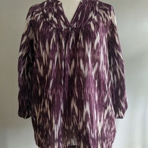 Lucky Brand purple ikat tunic shirt ethnic boho M